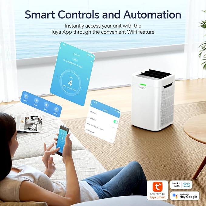 Air Purifiers for Home Large Room Up to 2600 Ft², Double-Sided HEPA Air Purifier with Washable Pre-filter, Fan Mode, Smart WiFi, PM 2.5 Air Quality Monitor, for Pets Hair, Dust, Pollen, Smoke-CubbioJoy