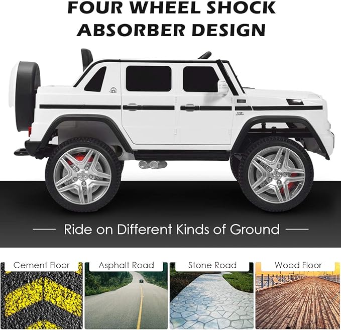 Costzon Ride on Car, Licensed Mercedes-Benz Maybach, 12V Battery Powered Vehicle Toy w/ 2 Motors, Remote Control, 3 Speeds, Lights, Horn, Music, Aux, Storage, Truck, Electric Car for Kids (White)-CubbioJoy