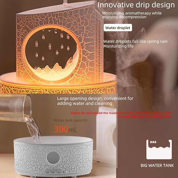 Aromatherapy Humidifier for Sleep Relaxation, Raindrop Humidifiers,Aromatherapy Diffuser with 3 LED Color Changing Lights and Auto-Off, Air humidifier Suitable for Home, Office-CubbioJoy