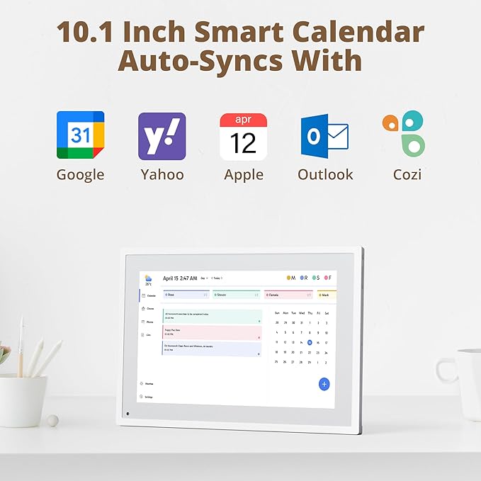 10.1" Digital Calendar Chore Chart – 1080P Full HD Interactive Touchscreen, Smart Family Planner, Hearth Display Digital Wall & Desk Mountable for Seamless Scheduling-CubbioJoy