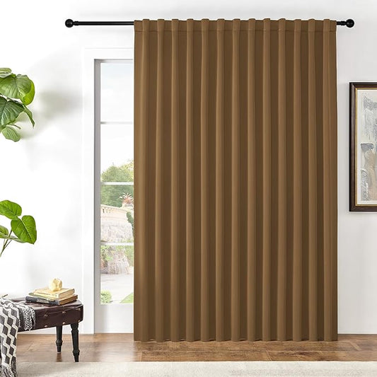 Joydeco Custom Blackout Curtains for Bedroom, 1 Panel Room Darkening Curtains & Drapes for Living Room Window Rod Pocket Back Tab (Custom Size,Brown)-CubbioJoy