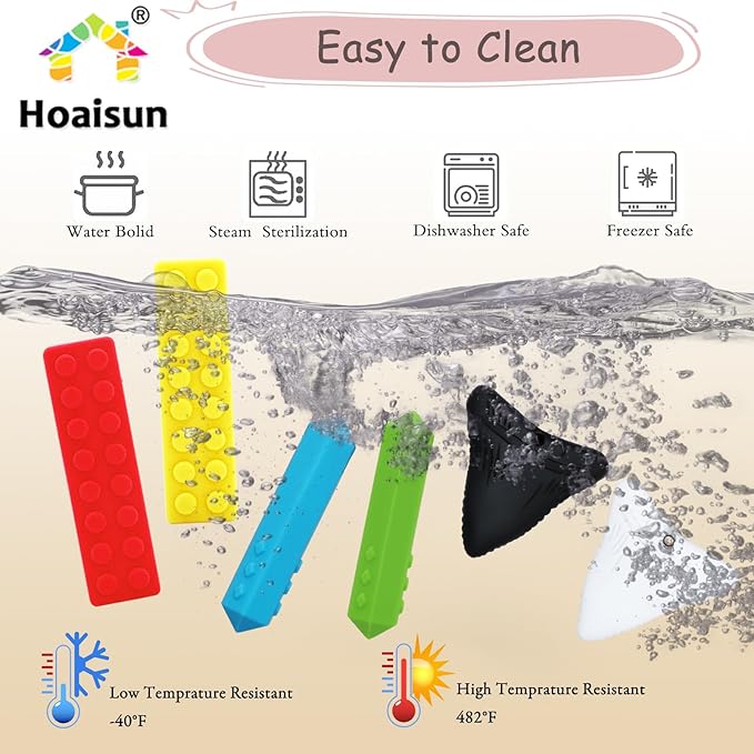 Chewy Necklaces for Sensory Kids, 6 Pack Chew Necklaces for Sensory Boys and Girls with Autism, ADHD, SPD, Chewing, Biting, Silicone Oral Sensory Chew Teething Toys for Adults Reduce Anxiety Fidget-CubbioJoy