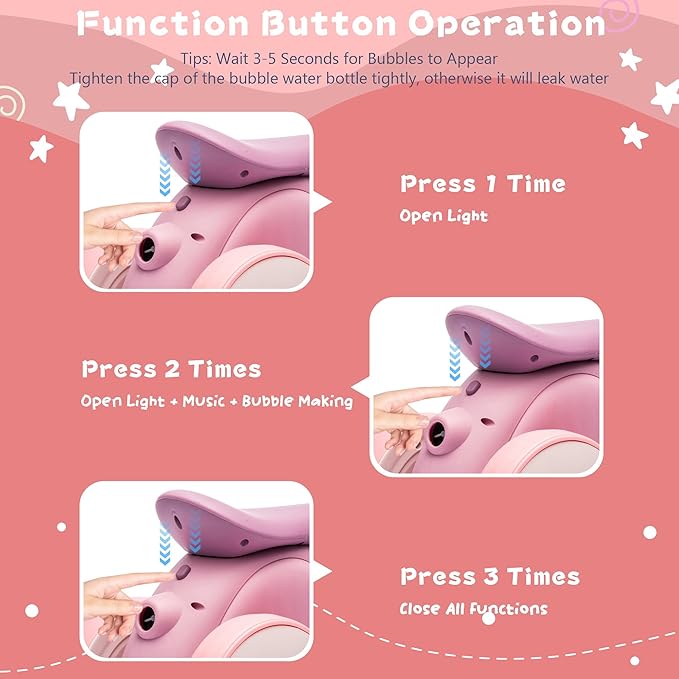 6V Electric Baby Balance Bike with Bubble Machine,4 in 1 Toddler Balance Bike w/Remote for 1 Year Old Boys Girls Kids Bubble Bike Ride on Toys w/Powered Motor,Music,LED Lights (Purple)-CubbioJoy