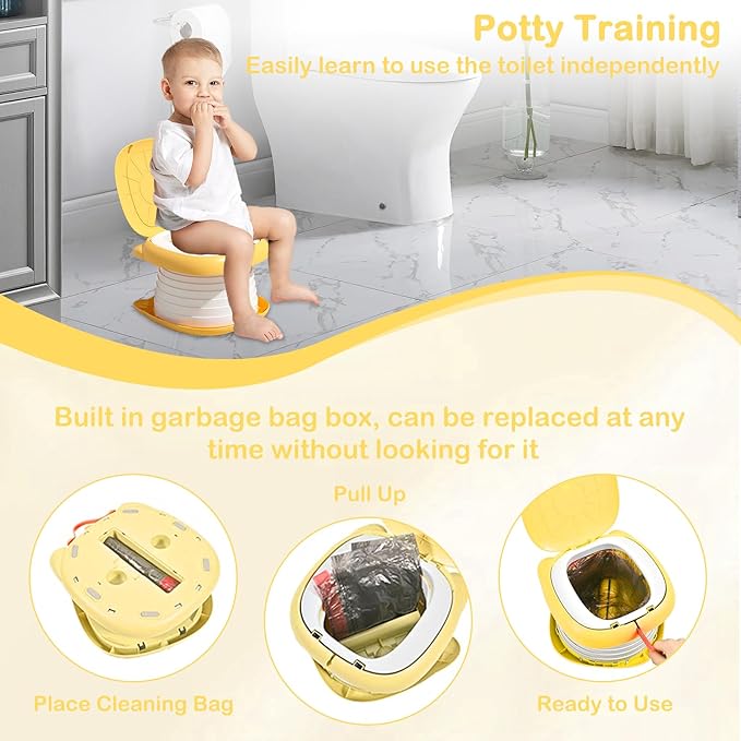 2025 Upgraded Portable Potty Training, Travel Potty for Toddler, portable toilet for kids Foldable, Apply to Seat Emergency Toilet for Camping, Outdoor,Car, Indoor (Yellow)-CubbioJoy