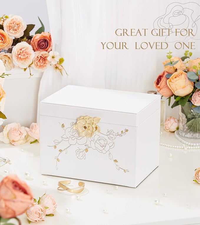 Jewelry Box with Lock for Girls: Jewelry Organizer for Dresser - 3-Drawer Earrings Storage Girls Women Gift (White)-CubbioJoy