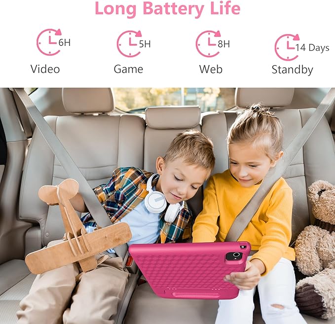 JREN Tablet for Kids｜10.1 Inch Kids Tablet Android 14｜Octa-core｜64GB｜WiFi ｜Bluetooth｜Parental Control｜Children Content｜Children Toddler Pink Girls Gift-CubbioJoy