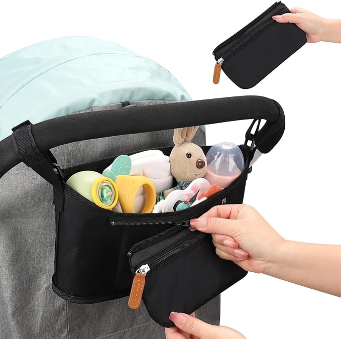 Accmor Universal Stroller Organizer with Detachable Phone Bag, Stroller Bag Caddy Organizer Stroller Accessories for Uppababy, Baby Jogger, Nuna, Doona, Britax Strollers-CubbioJoy