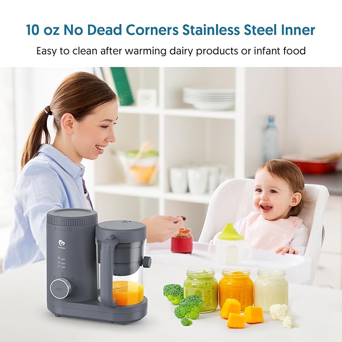 Baby Food Maker Bellababy Baby Food Processor, Puree Blender Steamer with Reversible Steam Basket, One Button Easy Operation & Large Opening for Easy Cleaning-CubbioJoy