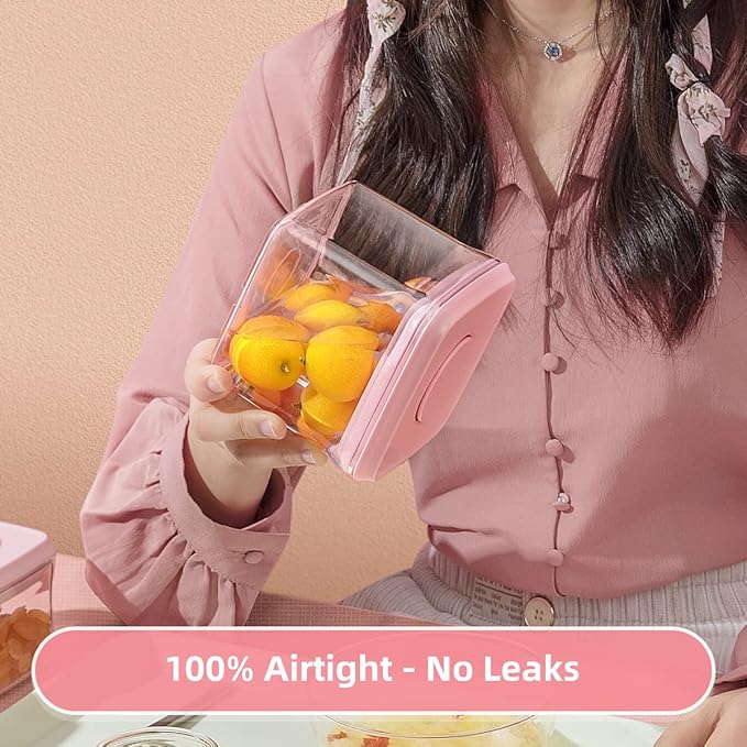 Ankou Airtight Food Storage Container - 7 Pcs One Button Handy Container Stackable Food Containers for Snacks Candy Salt Herbs Spices Coffee Bean Formula Popcorn BPA-Free Tight Seal-CubbioJoy