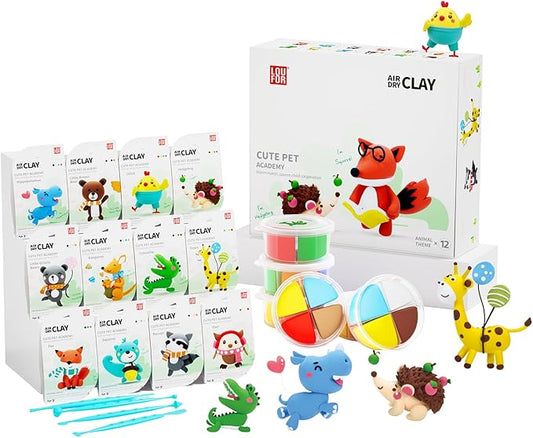 Air Dry Clay Kits - Modeling Clay for Kids, Ultra Light & Soft, Safe & Non-Toxic, DIY Airdryclay Kit with Sculpting Tools and Tutorials, Creatible Art Crafts Toys Gifts for Boys Girls-CubbioJoy