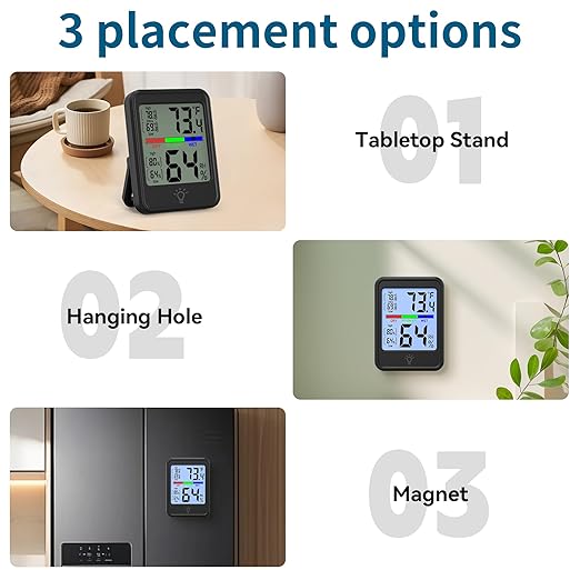 Digital Thermometer Hygrometer, Indoor Wall Thermometer, Indoor Humidity Temperature Monitor with Max&Min Records Backlit for 10S for Greenhouse, Home and Office Measuring Devices-CubbioJoy