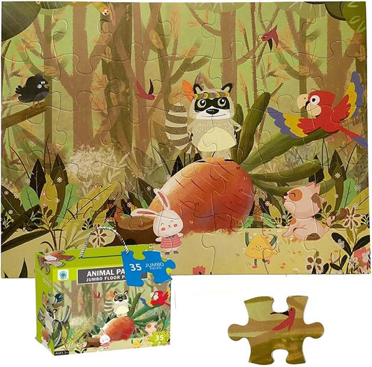 Jumbo Floor Puzzle for Kids, Large Jigsaw Puzzles 35 Piece for Kids Ages 3-5,Preschool Learning & Education Toys, Gifts for 4-8 Year Old Boys and Girls (Forest Animals 2)-CubbioJoy