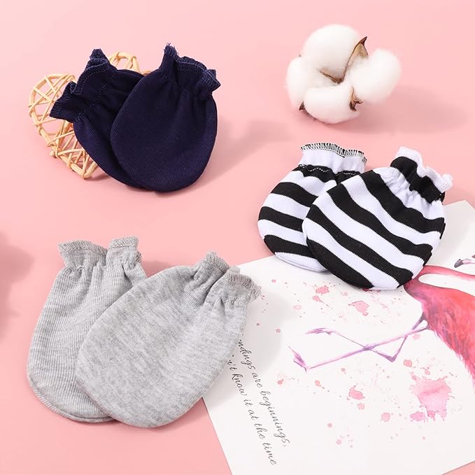 BQUBO Newborn Infant Toddler Mittens No Scratch Cotton Elastic Wrist Gloves Hypoallergenic for 0-6 Months Baby Boys Girls-CubbioJoy