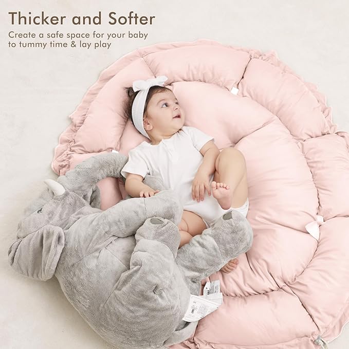 ANGELBLISS 5 in 1 Baby Play Gym Mat, Reversible Tummy Time Mat with 5 Sensory Toys for Stage-Based Developmental, Thick & Large Baby Activity Center from Newborn to Toddler (Purple)-CubbioJoy