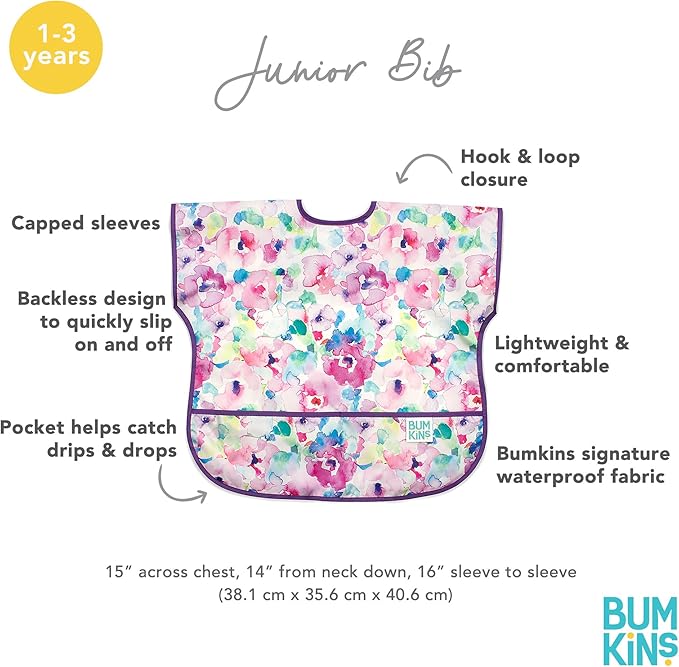 Bumkins Bibs - Toddler Bibs, Waterproof, Large for 1-3 Years, Short Sleeve-CubbioJoy