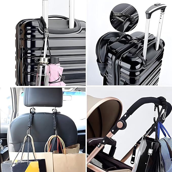 BRAVESHINE Paracord Keychain Carabiner Clip, D Ring Lanyard Hanger Stroller Hook for Water Bottle, Key, Backpacks, Men, Women-CubbioJoy