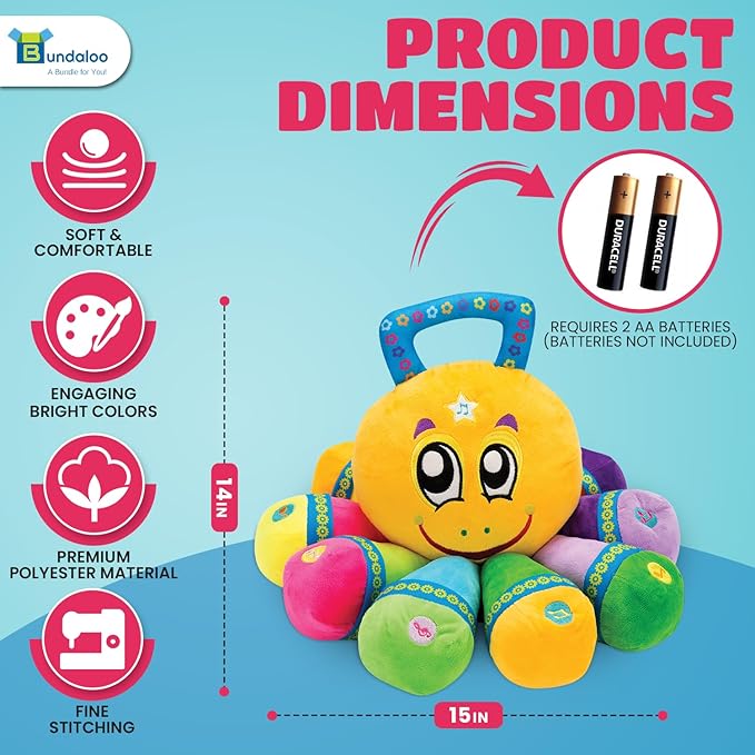 Bundaloo Musical Octopus Plush Toy - Plays Fun Songs and 8 Musical Key Notes | for Children & Toddlers (Octopus)-CubbioJoy
