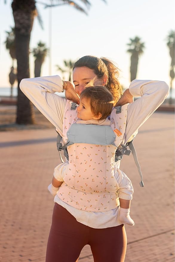 Beco Gemini Baby Carrier from Newborn to Toddler - Certified Ergonomic Newborn Baby Carrier for Infants and Children of 7-35 lbs - M Shape, Adjustable Seat, 100% Cotton (Dots)-CubbioJoy