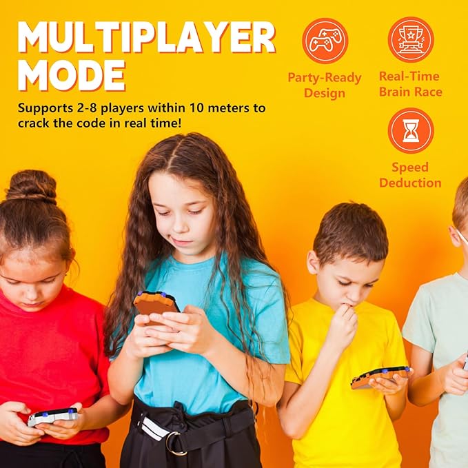Crack The Code-Handheld Game Electronic Mastermind,Super Decoder with Clamp, 1-8 Players 10000+ Code-Breaking Puzzle Game for Kids and Adults，Birthday Gift for Boys and Girls,Travel toy for Road Trip-CubbioJoy