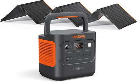 Jackery Explorer 2000 v2 Solar Generator and 500W Solar Panel, 2042Wh LiFePO4 Power Station, 2200W AC Output, 1 Hour Fast Charging for Emergencies, Power Outages, Camping-CubbioJoy