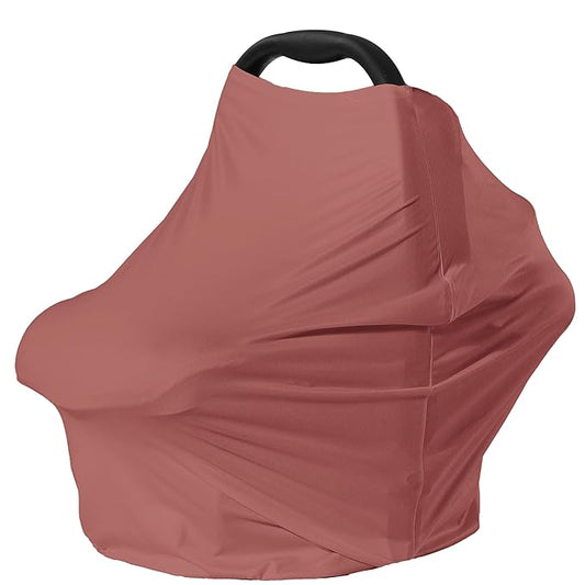 Car Seat Cover Baby for Nursing, Baby Breastfeeding Cover Carseat Canopy Covers, Solid Color Multi-use Nursing Cover for Babies (Bronze red)-CubbioJoy