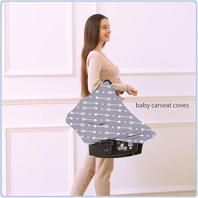 Car Seat Covers for Babies - Multi- use Nursing Carseat Canopy, Breastfeeding Covers, Baby Shower Gifts for Boys and Girls (dot Arrows)-CubbioJoy