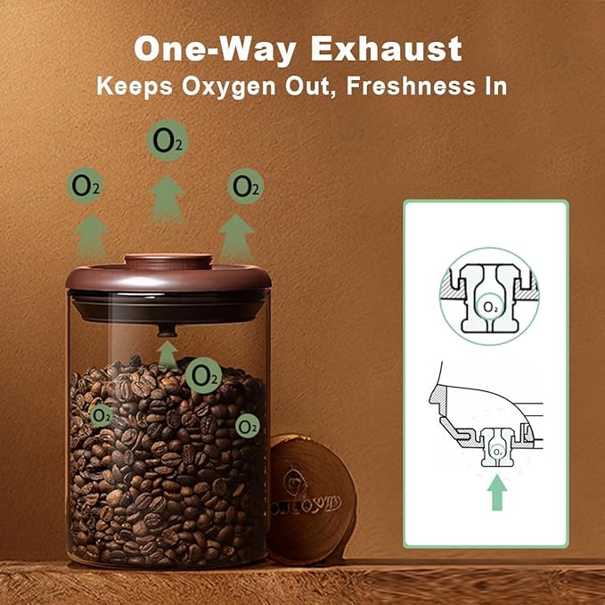 Ankou Glass Coffee Canister 900ml x 2 Jar, Airtight Food Storage Container with Pop Lid, Kitchen High Borosilicate Glass Contianers For Tea Coffee Bean Sugar-CubbioJoy