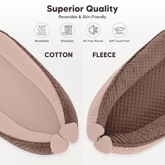 Baby Lounger - Infant Lounger Pillow for Newborn 0-24 Months, Soft, Breathable & Portable Baby Lounger Pillow for Boys & Girls, Cozy Baby Floor Seat for Home & Travel (Sand)-CubbioJoy