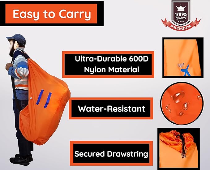 Alnoor USA Gate Check Bag for Single & Double Stroller Travel Bag for Air Plane | Extra Large & Ultra Durable - Includes Padded Shoulder Straps for Comfort & Durability With Pouch – Bonus E-Book-CubbioJoy