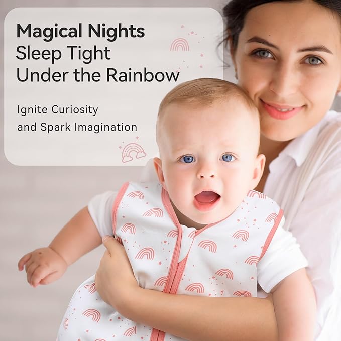 Baby Sleep Sack 0-6 Months 3 Pack 100% Cotton Lightweight 0.5 TOG Wearable Blanket Baby Sleep Bag with 2-Way Zipper for Newborn Infant Toddler Pink-CubbioJoy