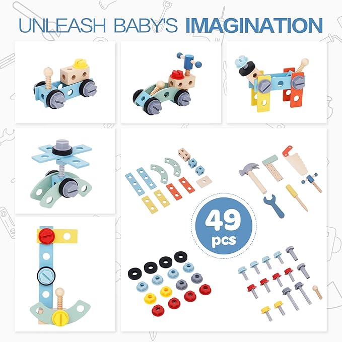 2-in-1 Baby Push Walker - Wooden Push Walker and Tool Toy for Babies - Toddler Learning Activity Walker for Girls Boys 1-3 Years - Educational and Sturdy Construction-CubbioJoy