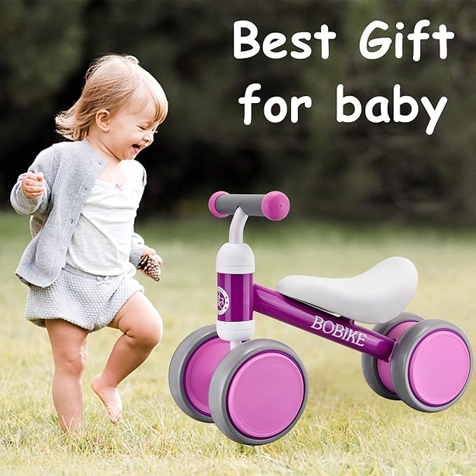 Baby Balance Bike Toys for 12-36 Months Kids Toy Boy and Girls Gifts Toddler Best First Birthday Gift Children Walker No Pedal Infant 4 Wheels Bicycle (Classic, Purple)-CubbioJoy