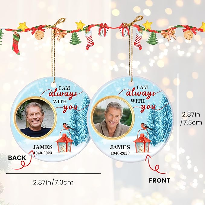 Customized Sympathy Gift for Loss of Loved One - Personalized Christmas Photo Ornaments 2025 - Custom Photo, Name, Years Memorial Gifts-CubbioJoy