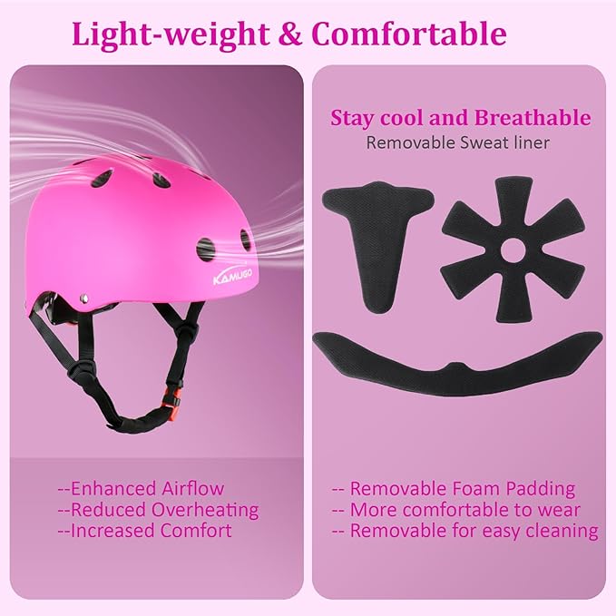 KAMUGO Kids Adjustable Helmet, with Sports Protective Gear Set Knee Elbow Wrist Pads for Toddler Age 2-8 Boys Girls, Bike Skateboard Hoverboard Scooter Rollerblading Helmet Set-CubbioJoy