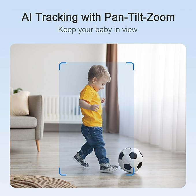 Simsky Smart Baby Monitor with 2×4MP Camera, 6X Optical Quality Zoom, 32GB Local Storage, AI Tracking, Intelligence Detection, Pan-Tilt-Zoom, Add-on Camera Monitor-CubbioJoy