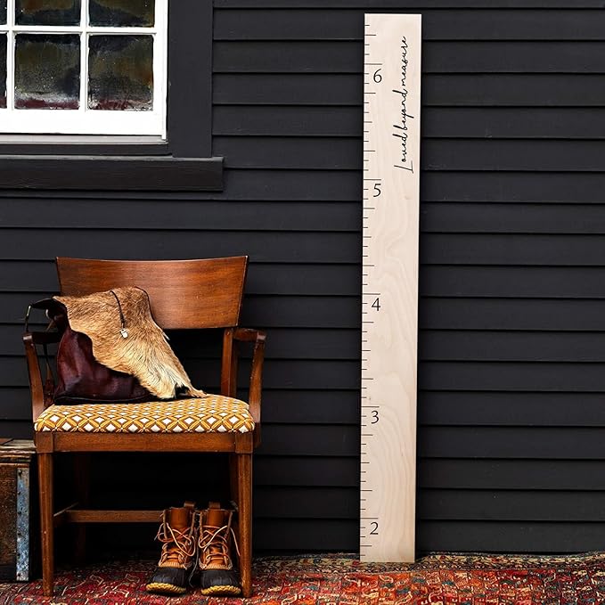 Boho Growth Chart for Wall Wooden Growth Chart for Kids, Height Chart for Wall, Kids Height Wall Chart, Kids Sizing Chart, Wall Height Chart for Kids - Love Beyond Measure, Natural-CubbioJoy