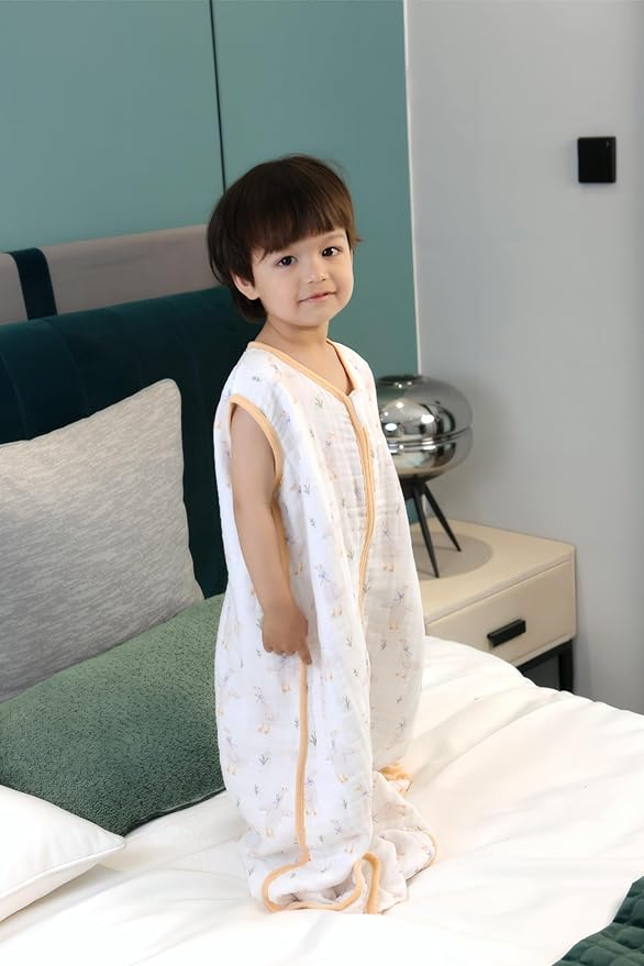 Baby Sleep Sack 2-4 T Baby Wearable Blanket 100% Organic Cotton 0.5 TOG Toddler Sleep Sacks 2- Way Zipper Soft 4 Layers 2T 3T 4T Goose-CubbioJoy