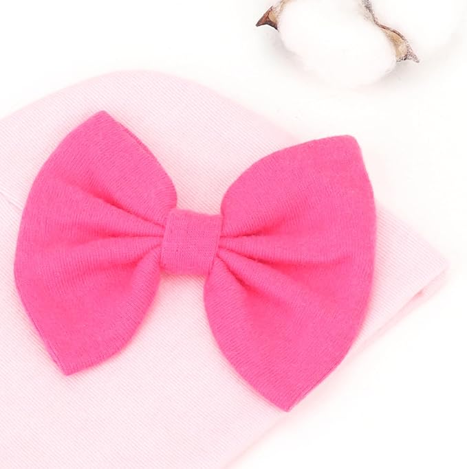 BQUBO Newborn Baby Hats Mittens Set Hospital Hat Beanie Infant Bow Hats Baby Gloves No Scratch Mittens for 0-6 Months-CubbioJoy