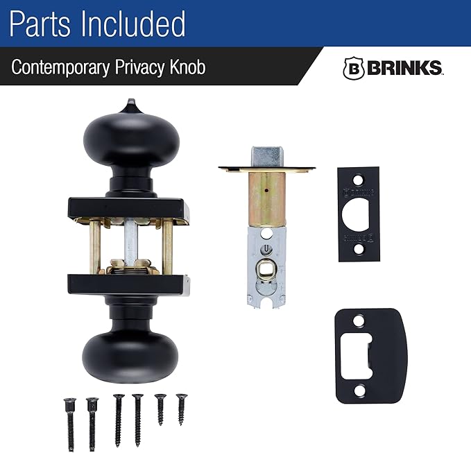 BRINKS – Contemporary Privacy Locking Interior Ball Door Knob, Matte Black - Designed for Sleek and Modern Homes and Blends Seamlessly with Interior Décor (E2436-122) (8 Pack)-CubbioJoy
