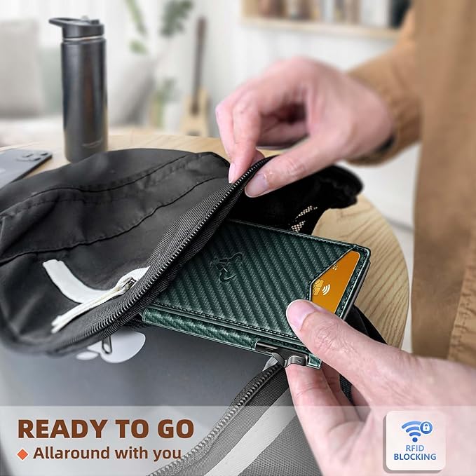 BULLIANT Men Wallet,Money Clip Wallet Slim For Gift Men 9Cards-Metal Credit Card Case in Magnetic Leather Flip-CubbioJoy