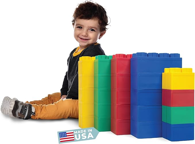 Big Blocks for Kids Ages 4-8, Indoor & Outdoor Blocks for Kids Jumbo Games, Large Building Blocks (24 PC) Beginner Set-CubbioJoy