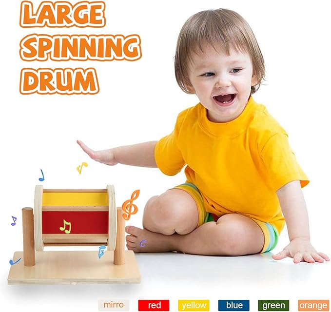 Adena Montessori Full-Size Spinning Drum Montessori Toys for Infant 6 - 12 Months 1 Year Old Babies Toddlers (Typical)-CubbioJoy