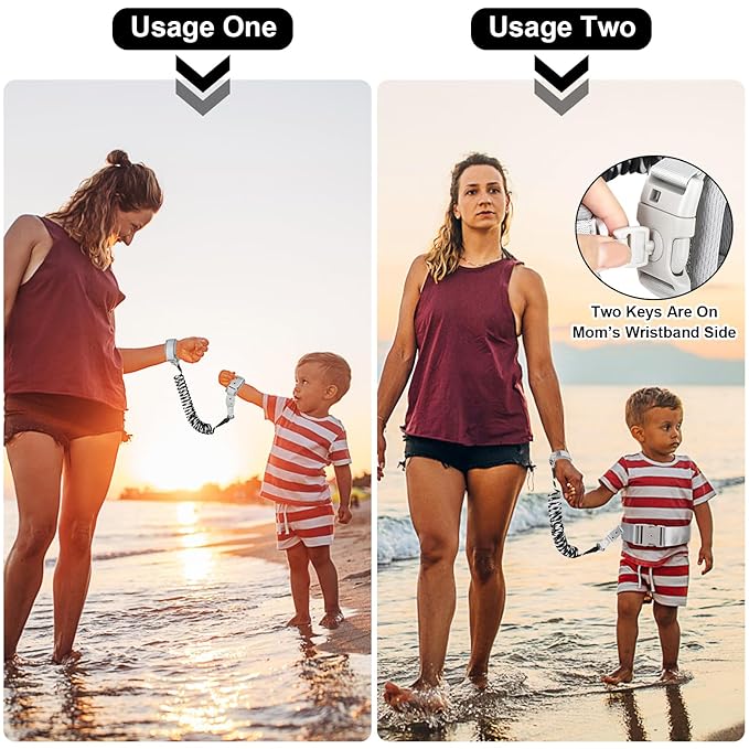 Accmor Toddler Waist Leash Belt, Reflective Baby Anti Lost Wrist Link, Kids Walking Harnesses Children Wristband Tether Leashes with Lock for Boys Girls Ages 1-4 to Outdoor Travel (Black)-CubbioJoy