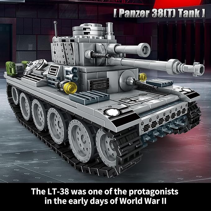 1030 Piece WW2 Army Tanks Toy Building Sets,Create a German Panzer 38T and a German Tiger Tank Toys,Adult Collectible Model Tanks Sets to Build,Christmas Birthday Gifts for Boys,Teens,Adults-CubbioJoy