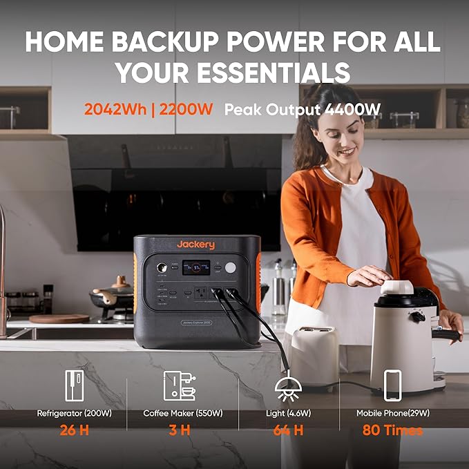 Jackery Solar Generator 2000 v2 with 2x200W Solar Panels, 2042Wh/2200W LiFePo4 Portable Power Station, 20ms UPS Home Backup, USB-C PD 100W Fast Charging for Power Outages, Emergencies, Camping & RVing-CubbioJoy