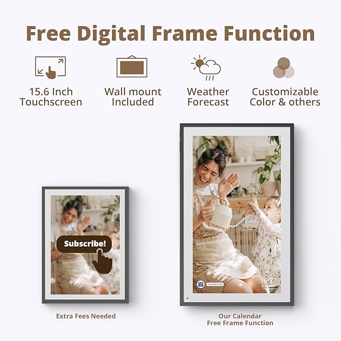 Dragon Touch 15.6" Digital Calendar Chore Chart – 1080P Full HD Interactive Touchscreen, Smart Family Planner, Hearth Display Digital Calendar Wall & Desk Mountable for Seamless Scheduling Black-CubbioJoy