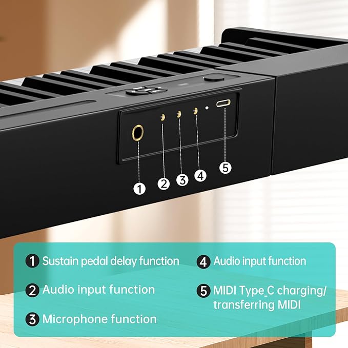 Aodsk 88 Key keyboard piano, Portable Digital Piano with Wooden stand Set for Beginners,128 Tone,128 Rhythm, 20 Demo Song, with Sustain Pedal, Carrying Case, Complimentary Online Piano Lessons-CubbioJoy