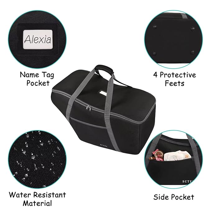 Car Seat Travel Bag Fit Graco SnugRide 35 Lite and Base, Chicco KeyFit 30 and Base, Car seat Bags for Air Travel, Padded Infant Carrier Bag with side pocket and Protective Feet, Extra small Bag-CubbioJoy