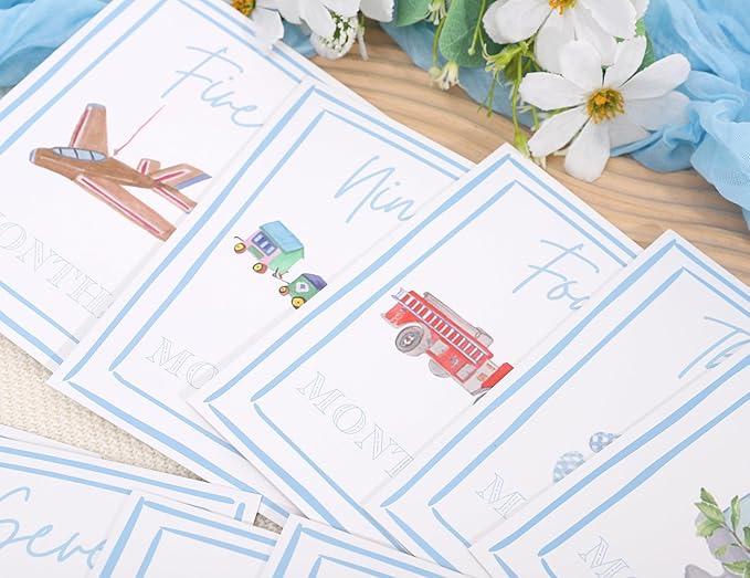 Boy Watercolor Milestone Cards - My First Monthly Milestone Cards,Blue Boy 12 Monthly Newborn Photos(Cards-1)-CubbioJoy