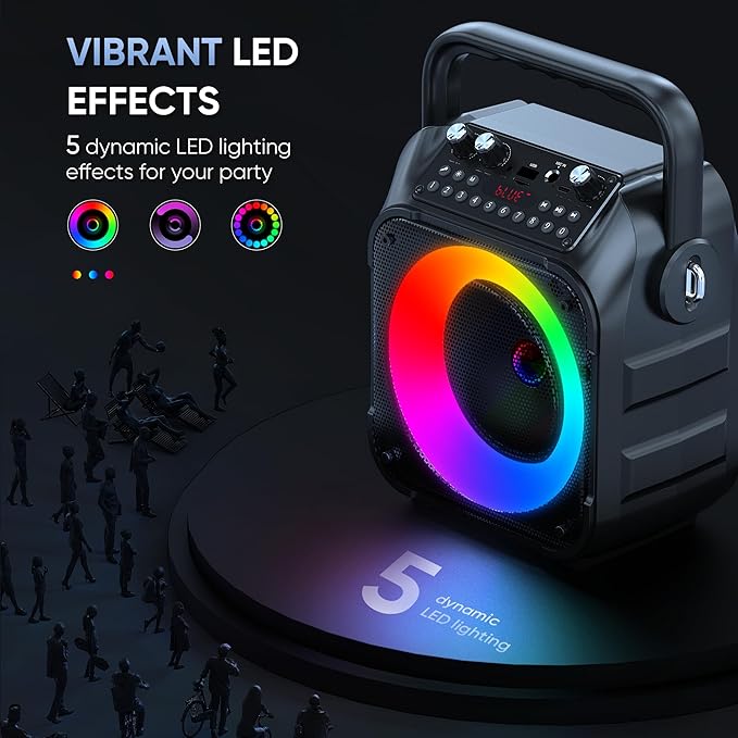 Karaoke Machine, Portable Bluetooth Speaker with 2 Wireless Microphones for Adults & Kids with Lights, Karaoke Microphone with PA System Supports USB/TF/REC/FM/AUX for Home Party Home System Packages-CubbioJoy